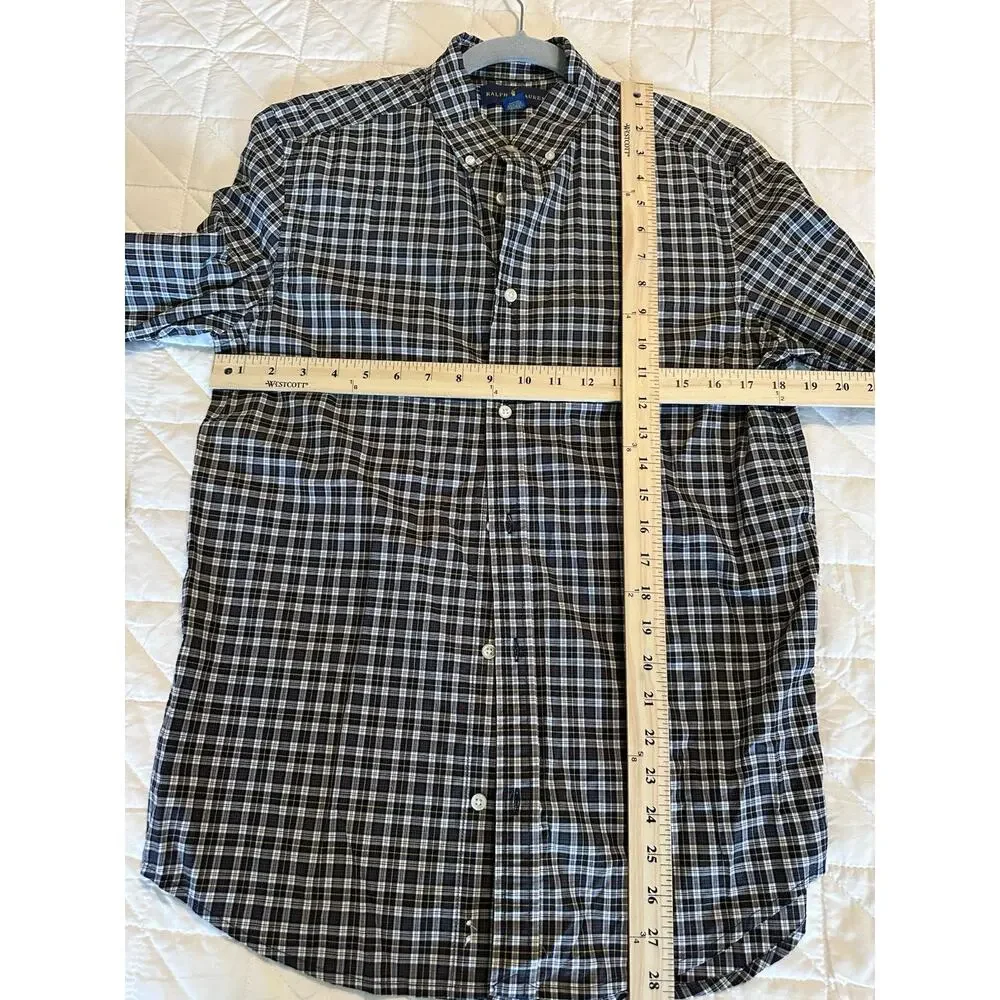 Ralph Lauren Boys XL 18-20 Plaid Button Down Shirt Cotton Long Sleeve Pony Logo